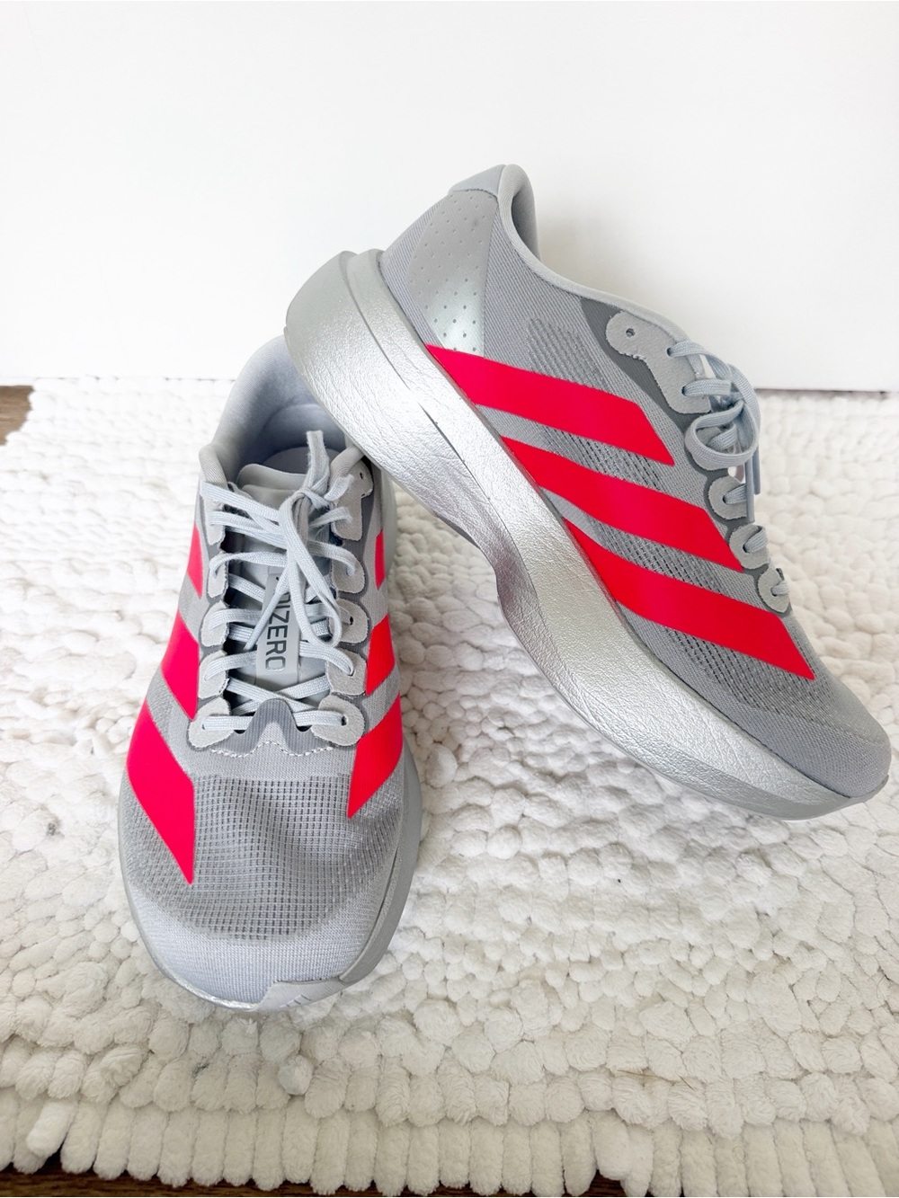 ADIDAS Adizero Evo SL Lightstrike Pro sneakers size 9 grey with orange stripes